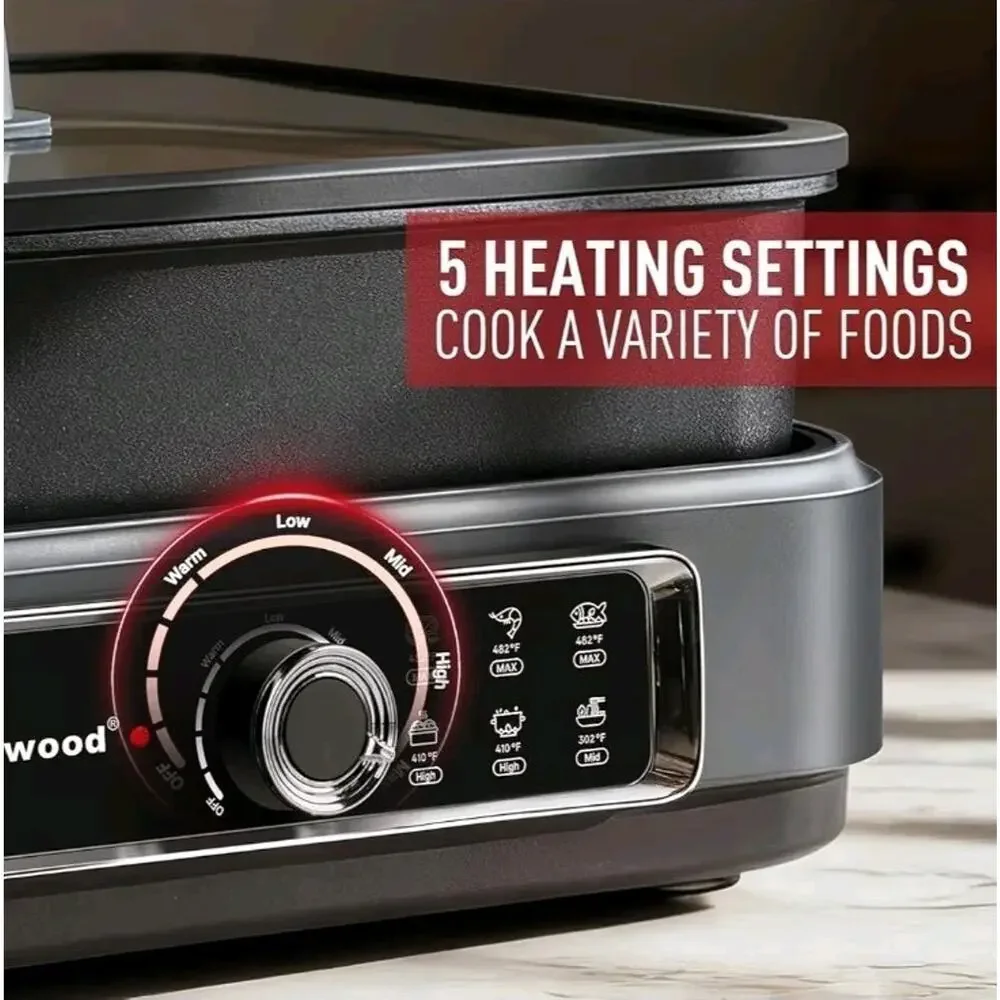 Slow Cooker, Electric Skillet 7.5-Quart Extra-large Capacity Multi-Cooker wit...